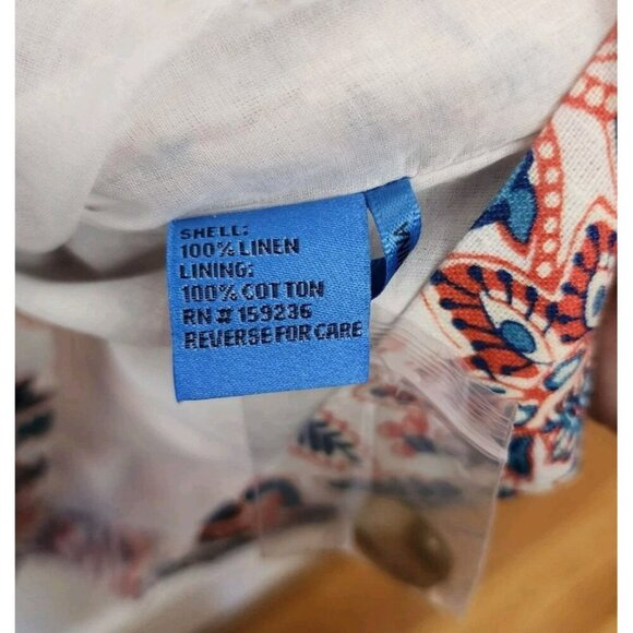 J. McLaughlin XS Rue Linen Floral Print Split V-Neck Shift Dress NWT Pockets - Picture 6 of 6